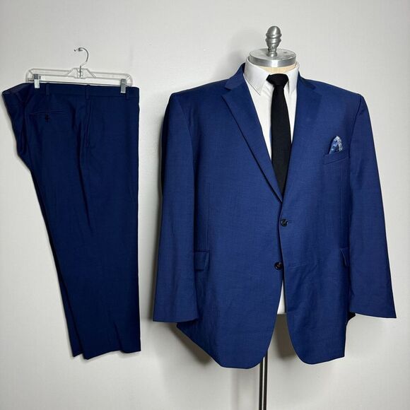 Joseph Abboud‎ Suit 56R 46W Mens Blue Wool Blend Big & Tall - Picture 1 of 16